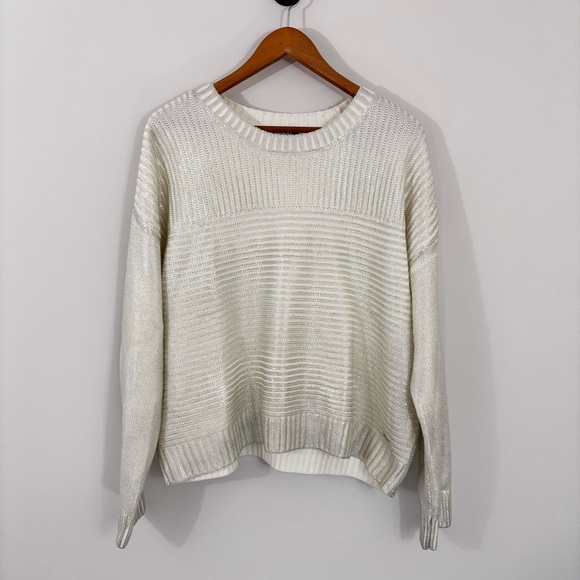 DKNY cream colored sweater w/metallic detail - Picture 1 of 4